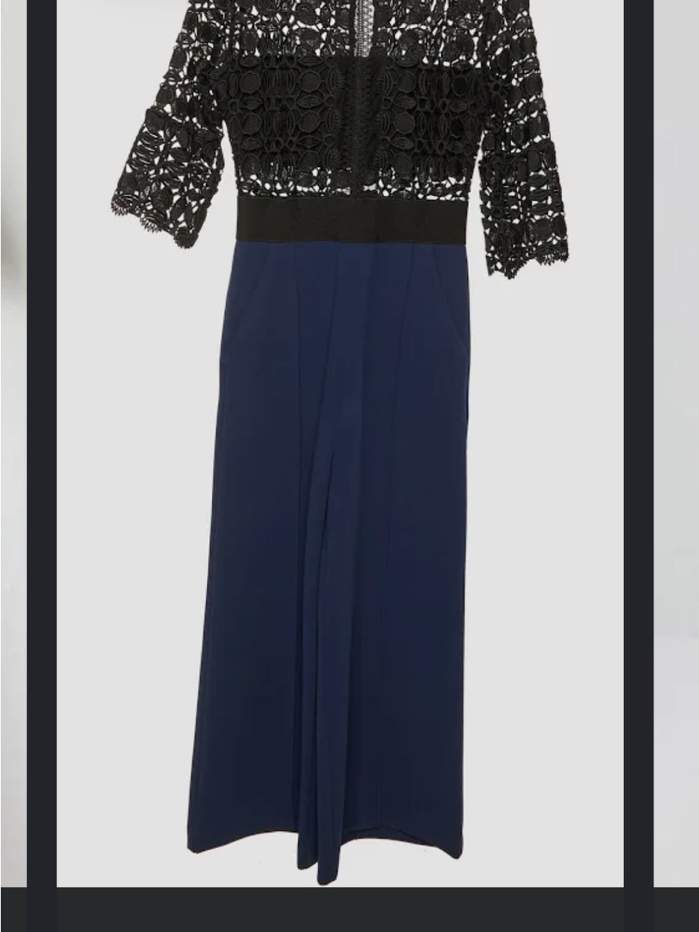 Self-Portrait Navy and Black Lace Jumpsuit